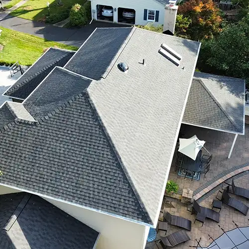 Home with new shingles installed