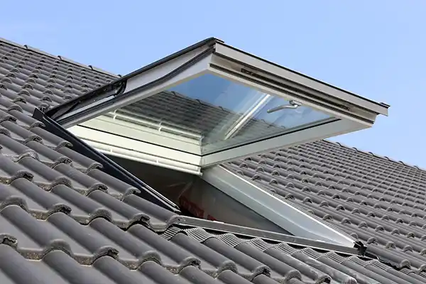 Open skylight on a roof