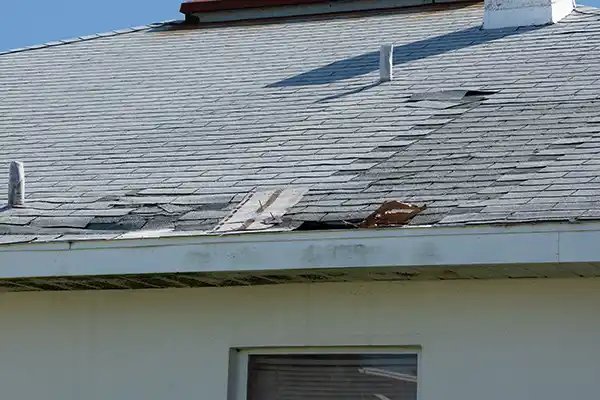 Roof with storm damage