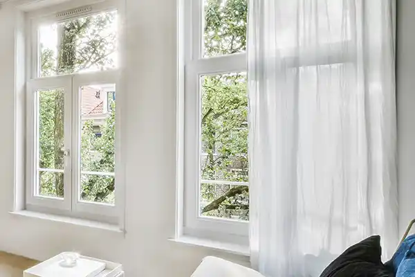 White windows in a living room