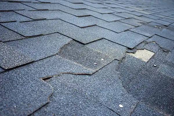 Missing and damaged roof shingles